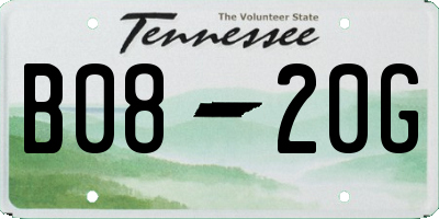 TN license plate B0820G
