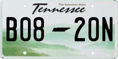 TN license plate B0820N