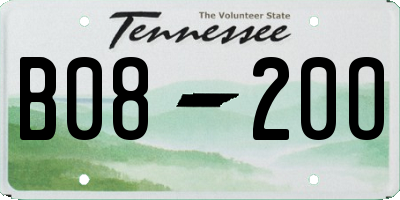 TN license plate B0820O
