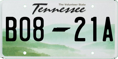 TN license plate B0821A