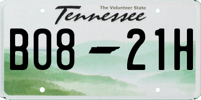 TN license plate B0821H