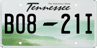 TN license plate B0821I