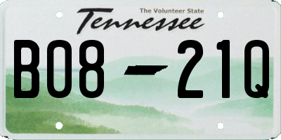 TN license plate B0821Q