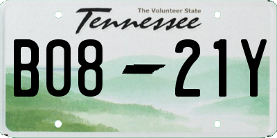 TN license plate B0821Y