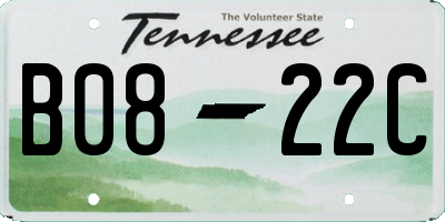 TN license plate B0822C