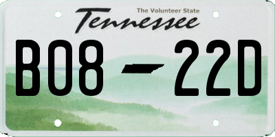 TN license plate B0822D