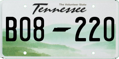 TN license plate B0822O