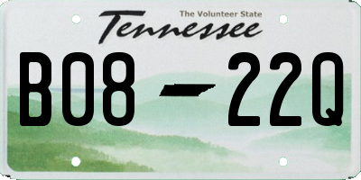 TN license plate B0822Q