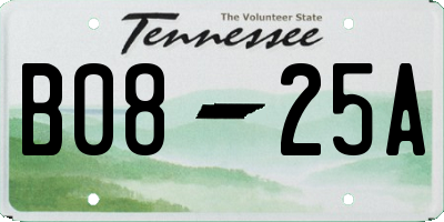 TN license plate B0825A
