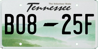 TN license plate B0825F
