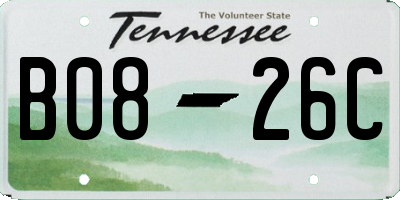 TN license plate B0826C