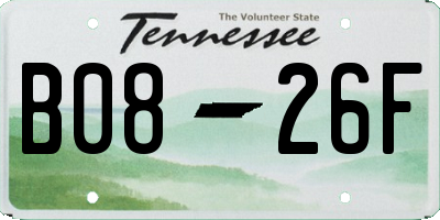 TN license plate B0826F