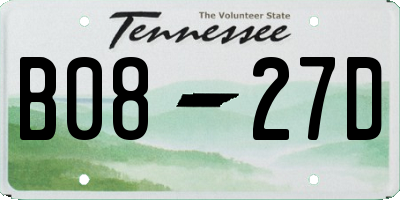 TN license plate B0827D