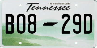 TN license plate B0829D