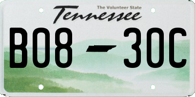 TN license plate B0830C