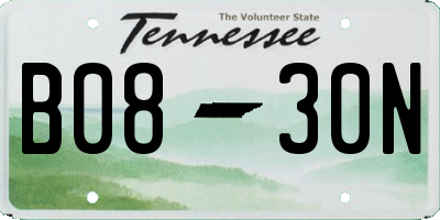 TN license plate B0830N