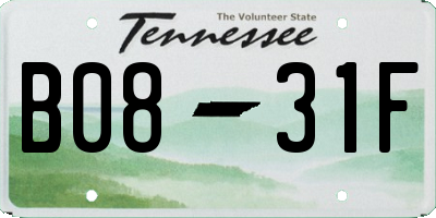 TN license plate B0831F