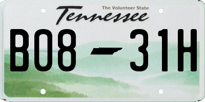 TN license plate B0831H