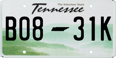 TN license plate B0831K