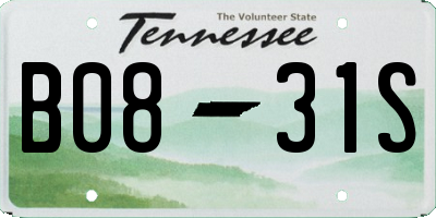TN license plate B0831S