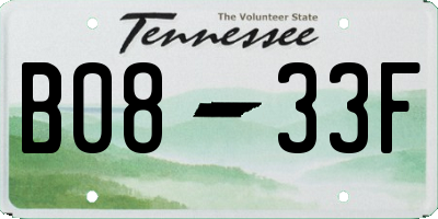 TN license plate B0833F