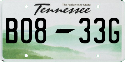 TN license plate B0833G