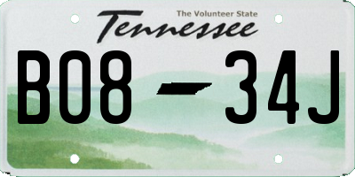 TN license plate B0834J