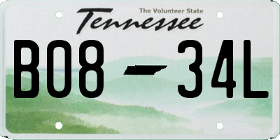 TN license plate B0834L