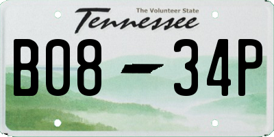 TN license plate B0834P