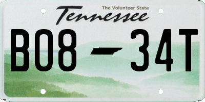 TN license plate B0834T