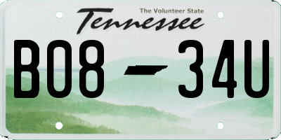 TN license plate B0834U