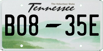 TN license plate B0835E