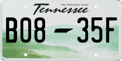TN license plate B0835F