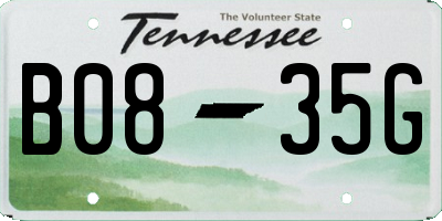 TN license plate B0835G