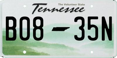 TN license plate B0835N