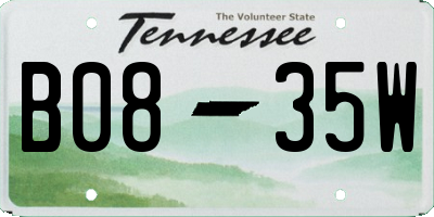 TN license plate B0835W