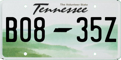 TN license plate B0835Z