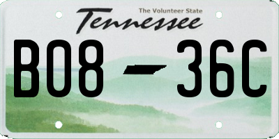 TN license plate B0836C