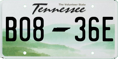 TN license plate B0836E