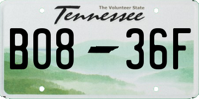 TN license plate B0836F