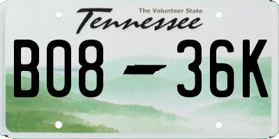 TN license plate B0836K