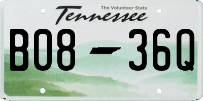 TN license plate B0836Q