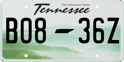 TN license plate B0836Z