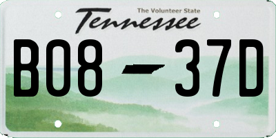 TN license plate B0837D