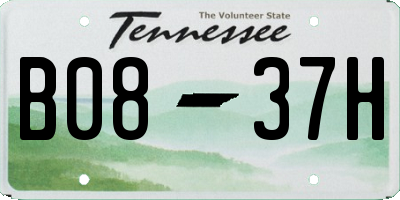 TN license plate B0837H