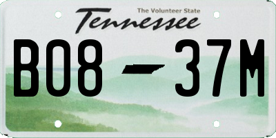 TN license plate B0837M