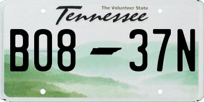 TN license plate B0837N