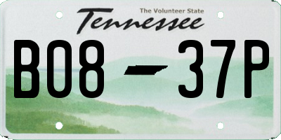 TN license plate B0837P