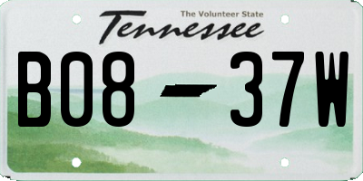 TN license plate B0837W