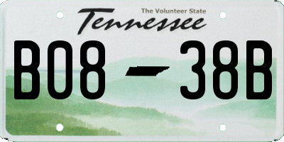 TN license plate B0838B